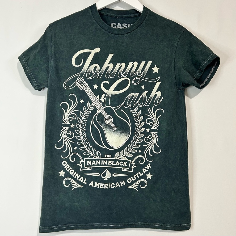 Johnny Cash Unisex The Man In Black Graphic Short Sleeve T-Shirt American Outlaw